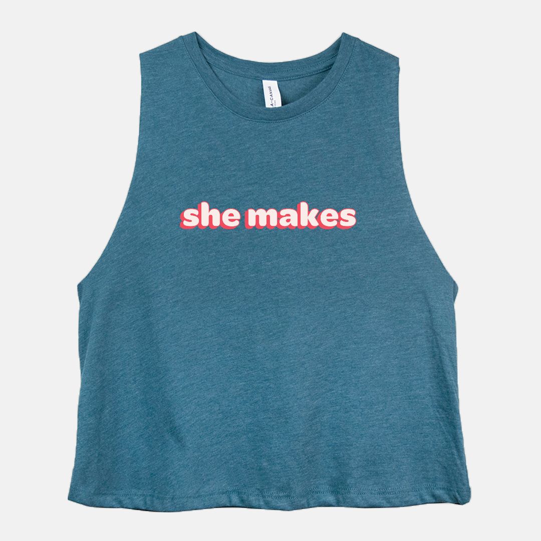 She Makes Racerback Cropped Tank