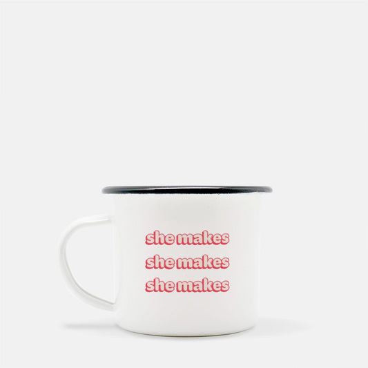 She Makes Camp Mug 10 oz. (Black Rim)