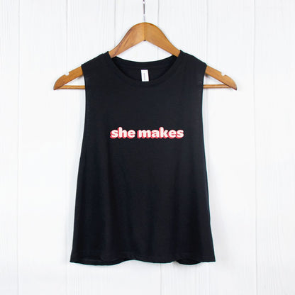 She Makes Racerback Cropped Tank